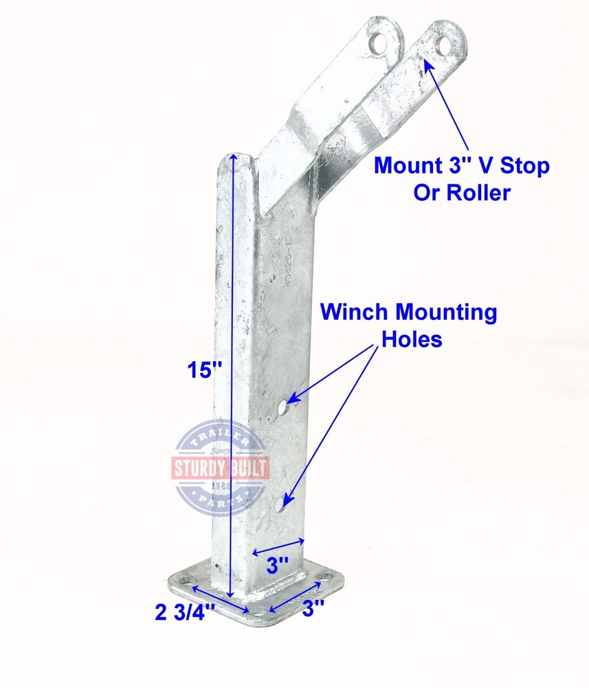 Boat Trailer Galvanized Winch Mount with Roller Bracket 3 inch Wide