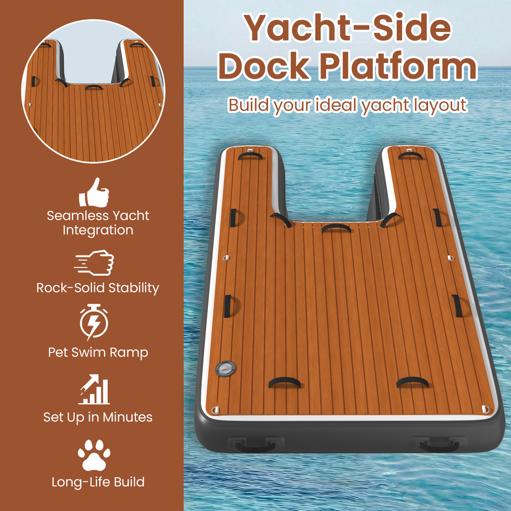 Inflatable Floating Dock Mat EVA Grip Deck Quick Inflate Valve with Pump
