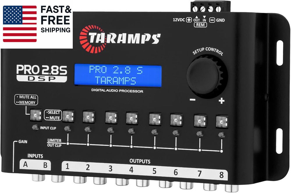Taramps Pro 2.8S Black DSP Crossover Full Digital Signal Audio Processor Equaliz