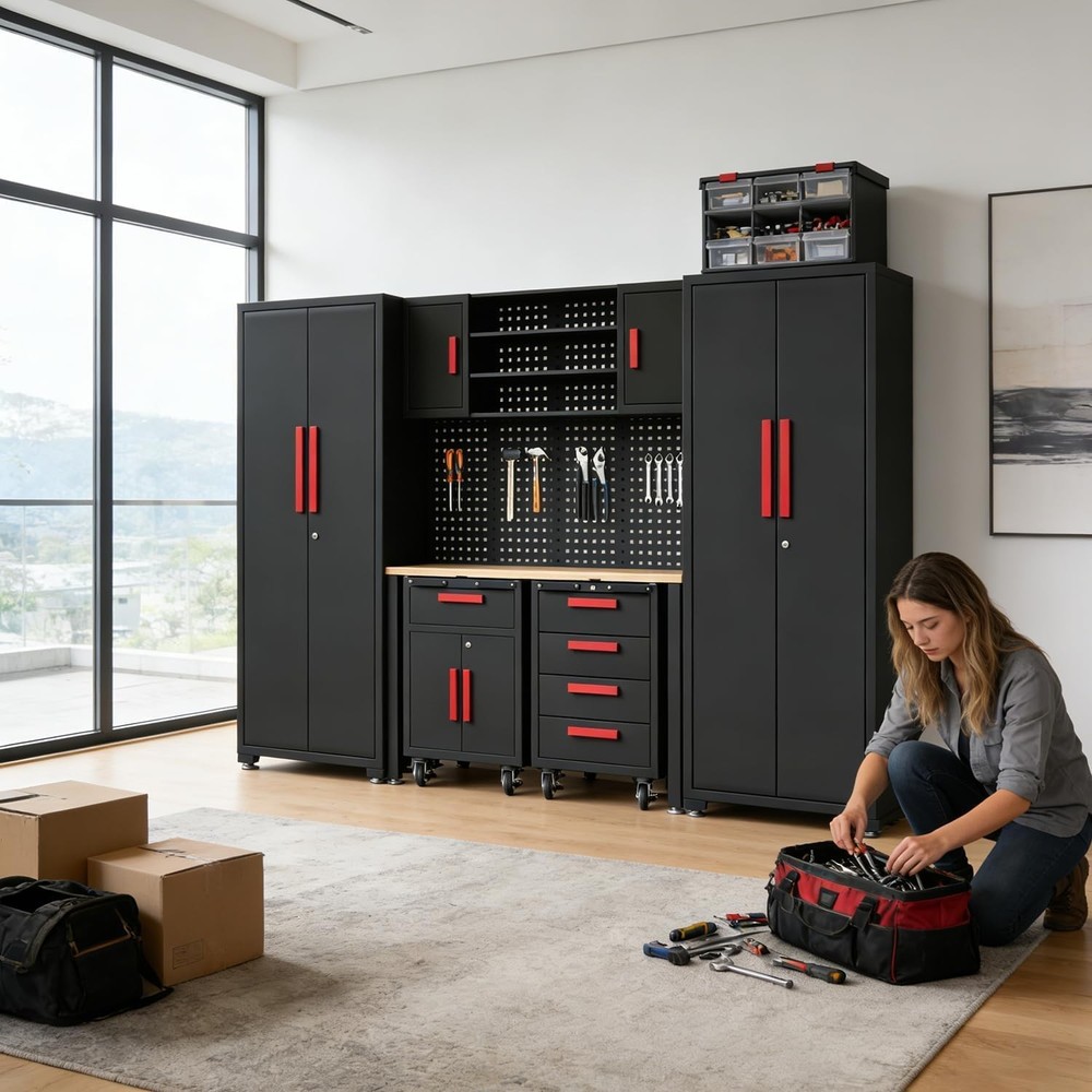 Garage Tool Organization Storage Cabinet System, Garage Cabinets