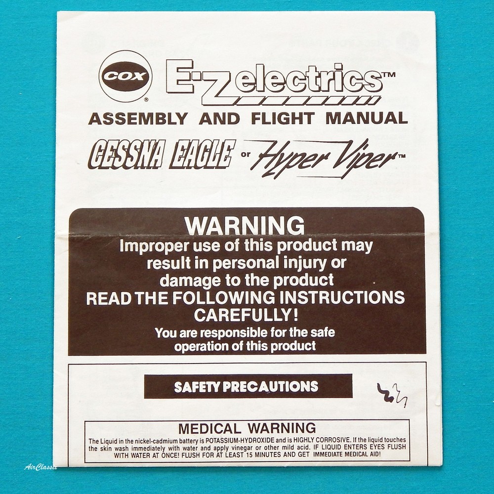 Cox Instructions: Cessna or Hyper Viper E-Z electrics