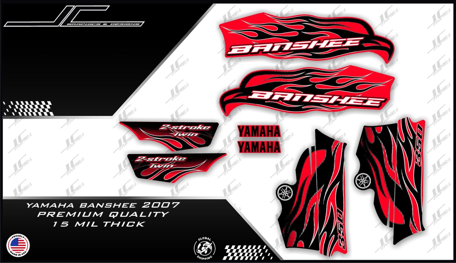 2007 Yamaha banshee full graphics decal kit ..THICK AND HIGH GLOSS