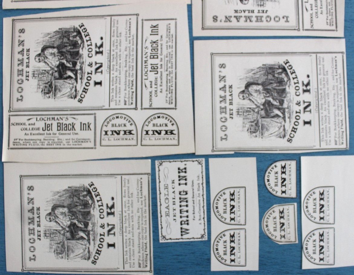 Charles Lochman Ink Bottle Labels 1880 Antique Set of 24