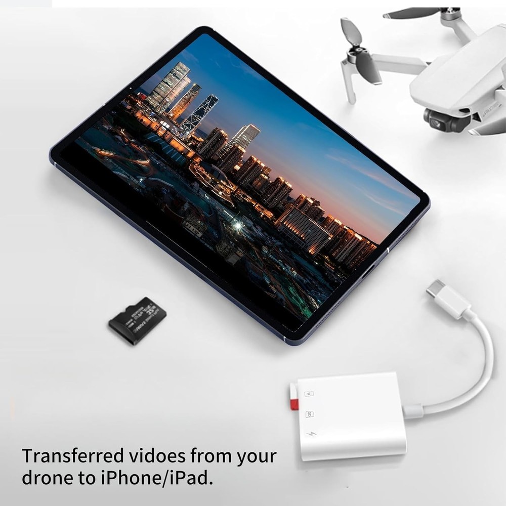 USB C SD Card Reader for iPhone 16/15 Pro Max/Plus, SD/TF+Charging, White