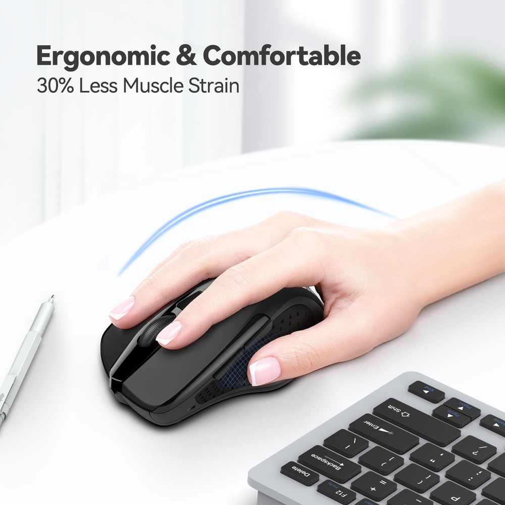Wireless Mouse 2.4G Ergonomic Optical Mouse Computer Mouse for Laptop PC Comp...