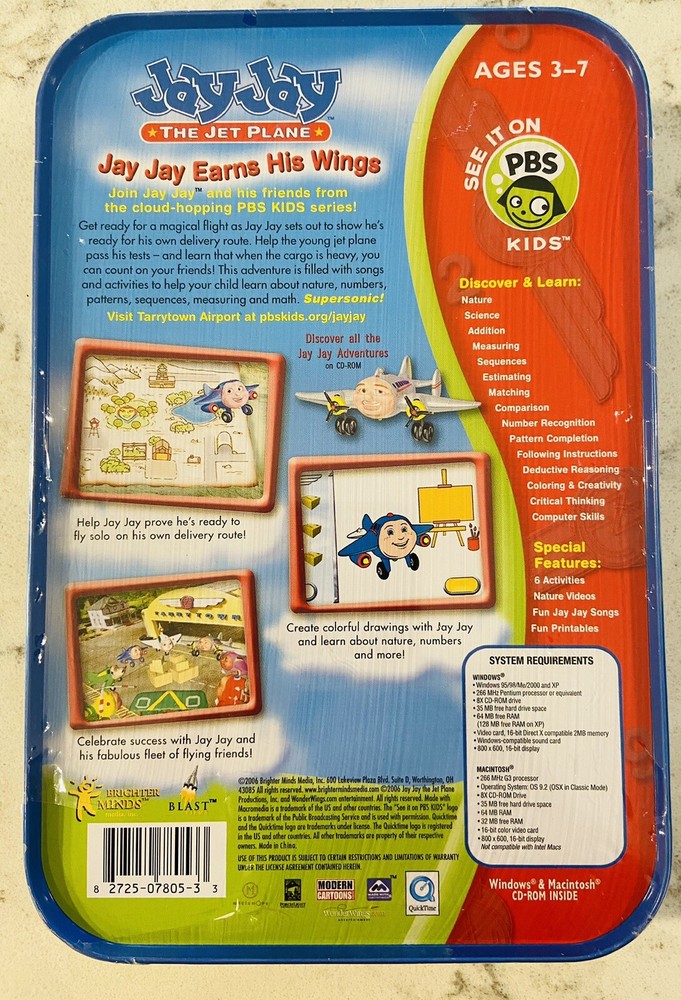Jay Jay The Jet Plane: Jay Jay Earns His Wings PC CD-ROM Windows & Mac