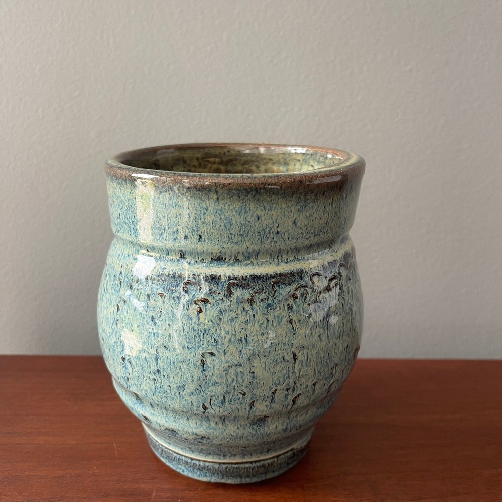 Studio Hand Made Ceramic Blue Glaze Pot