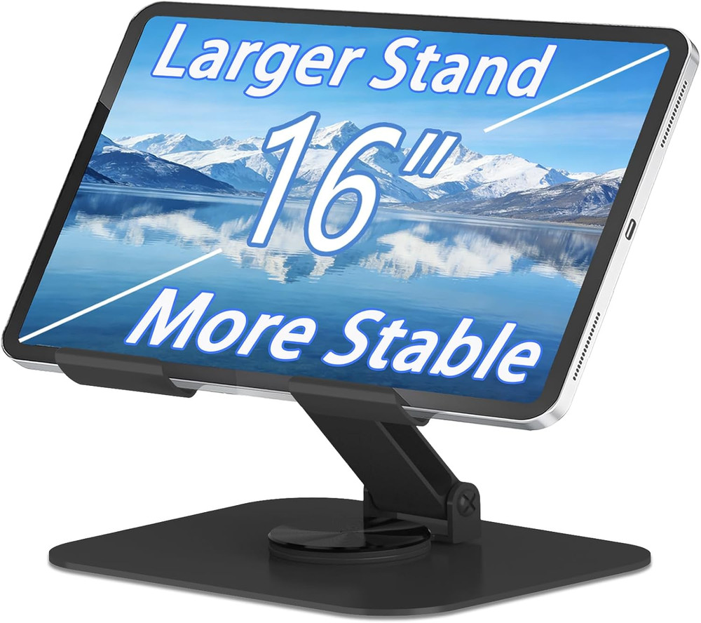 Metal Tablet Stand, Adjustable 360° Rotation Tablet Holder Compatible with 4-...