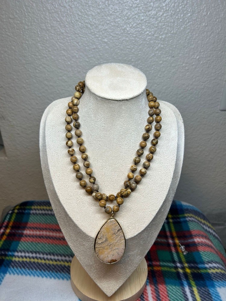 Vintage Native Beaded Jasper Necklace