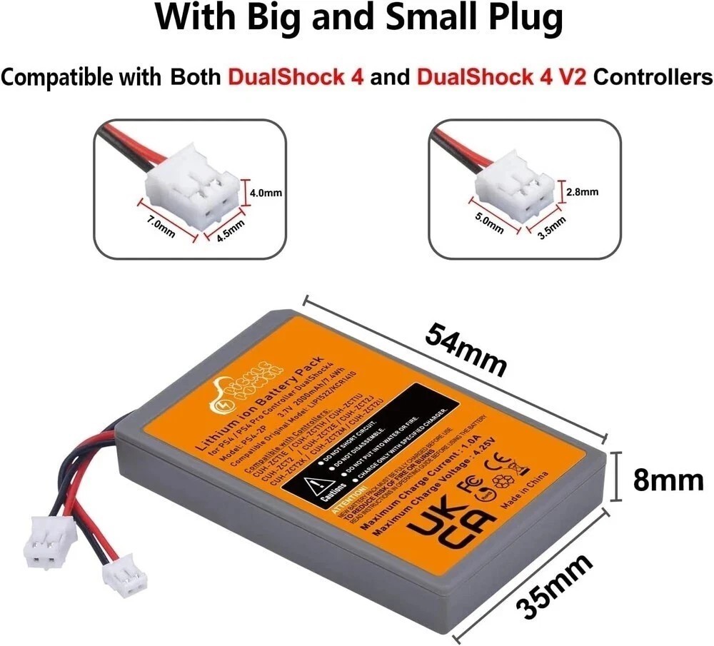 PS4 Controller Battery Replacement 2 Pack 2000mAh Dualshock 4