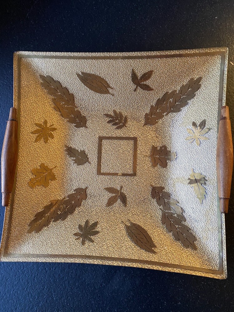 Georges Briard Gold Leaf Handled Console Bowl/Plate