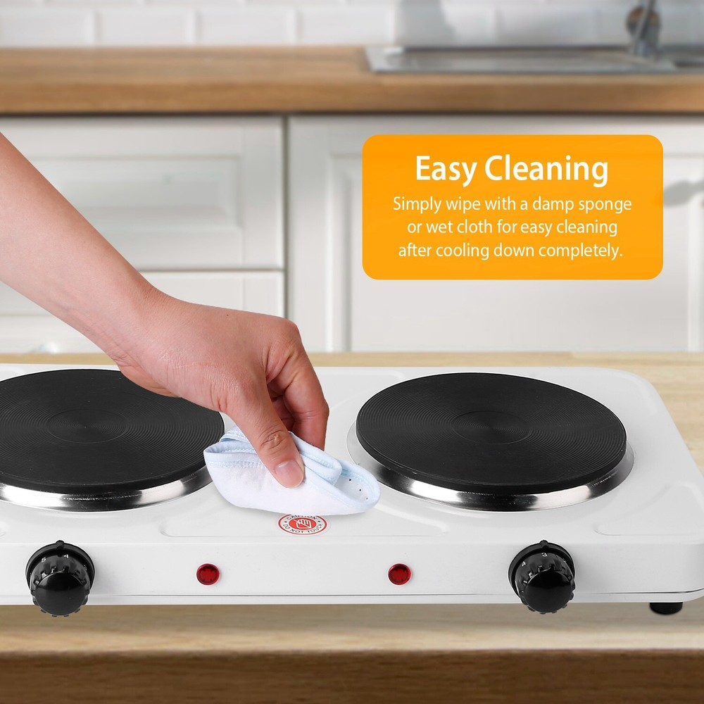 2000W Electric Double Burner Hot Plate Countertop 5 Level Temperature Control