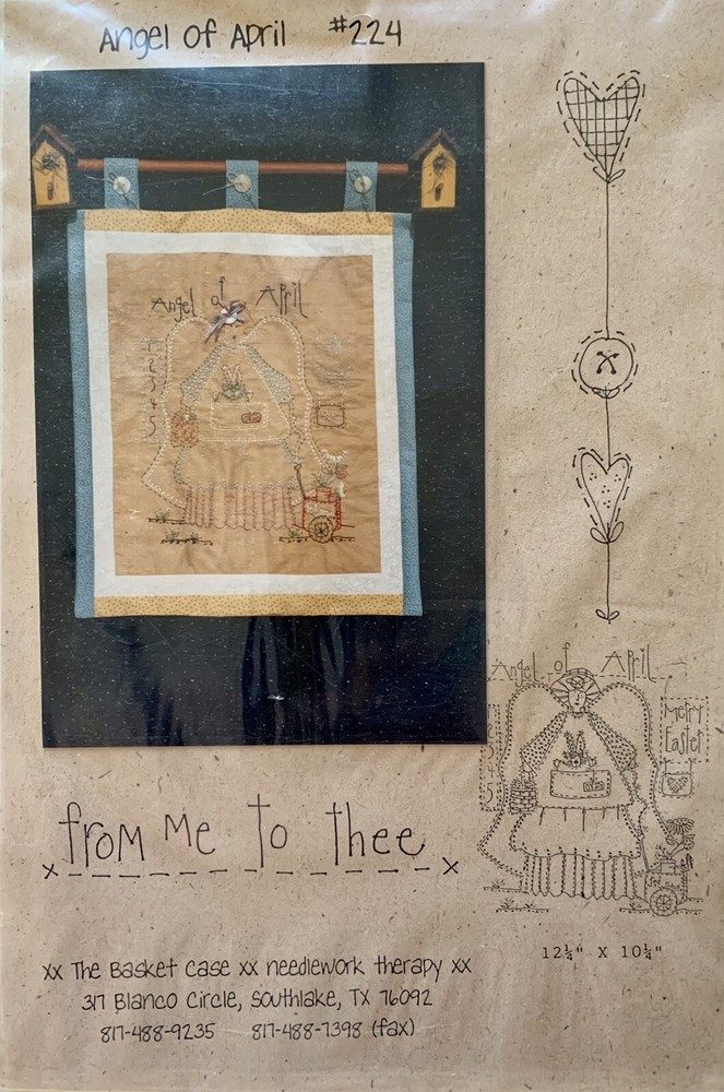 Primitive April Angel Embroidery Pattern by The Basket Case