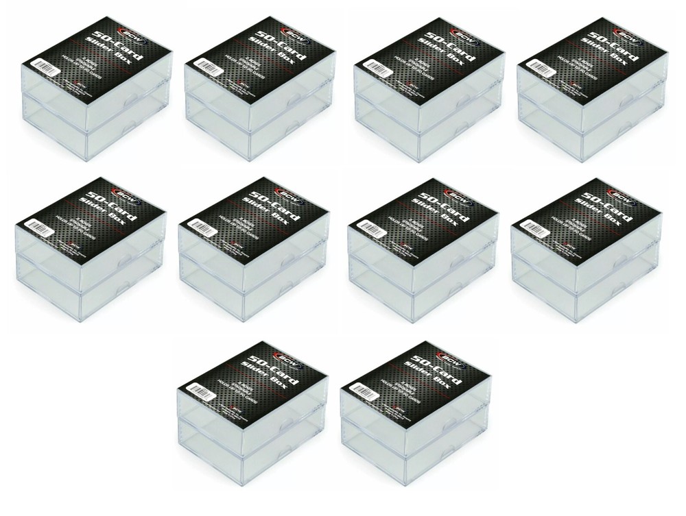 (20 Boxes) BCW 50 Card Size Slider Box Stackable Plastic Card Storage Cases