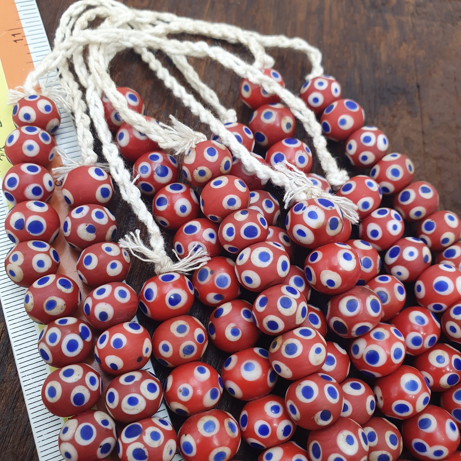Red Skunk Beads African Style Glass Round Blue White Eye Beads Jewelry Making