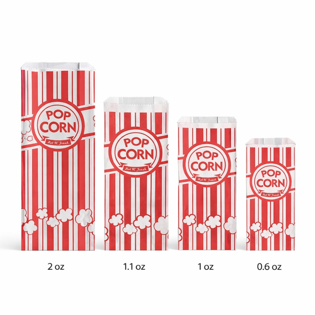 Carnival King #4 Popcorn Bags Kraft Paper 1.1oz Concession 3.75x1.75x9.5 1000