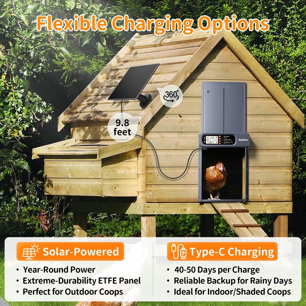 Solar Automatic Chicken Coop Door Auto Opener