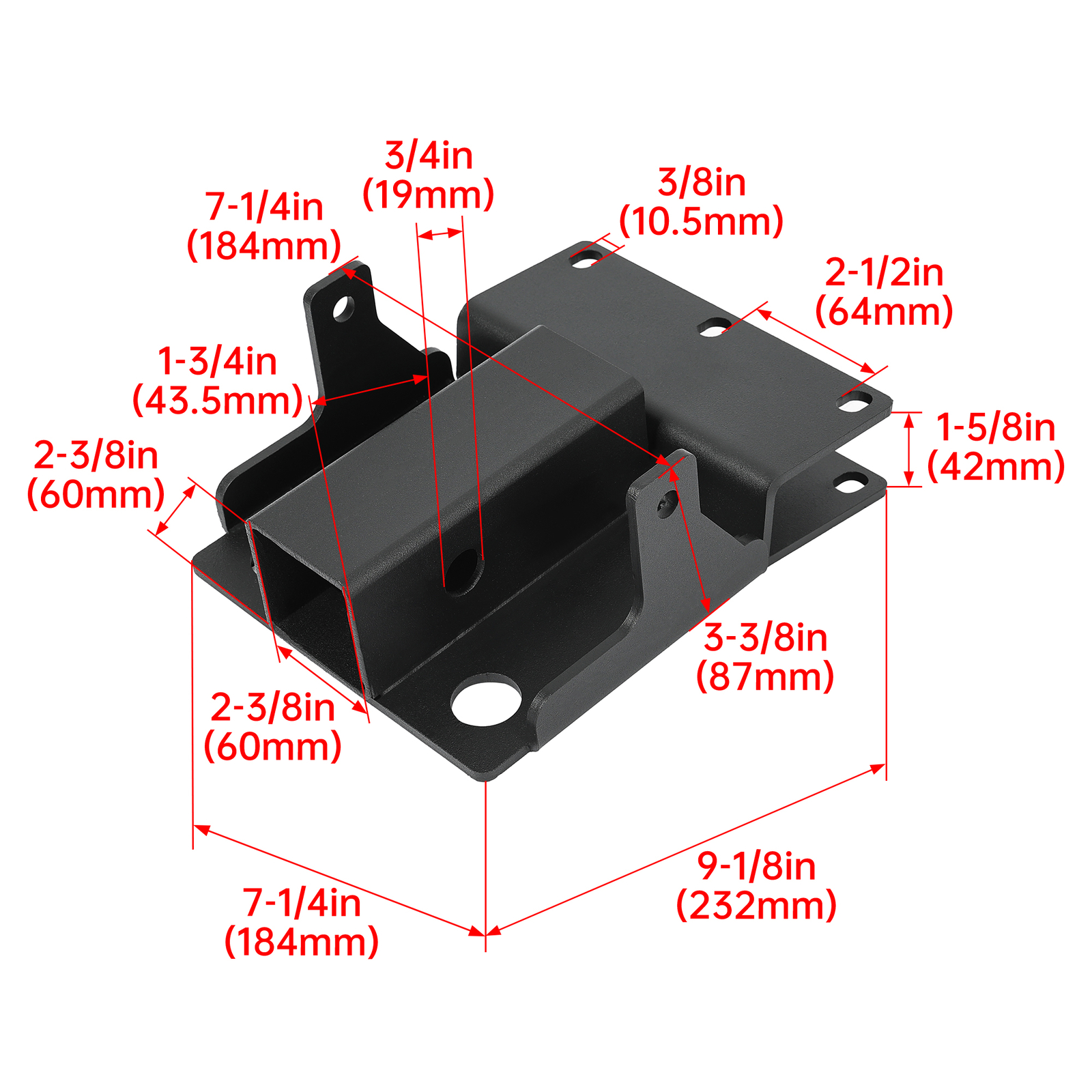 For 2" Receiver Kawasaki Mule 600/610/SX 07-23 Rear Trailer Hitch Mount Bracket