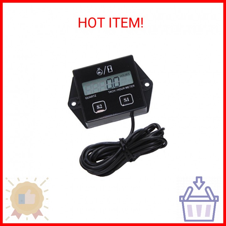Tachometer for Small Engine,Inductive Hour Meter for 2 Stroke & 4 Stroke Small E