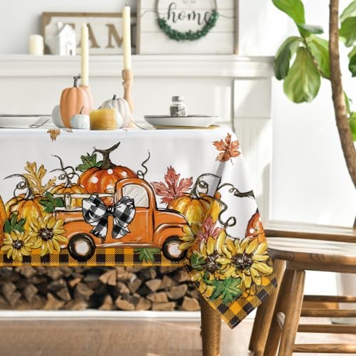 Fall Tablecloth 60x84 Inch Rectangular, 60" x 84" (Rectangular) Orange
