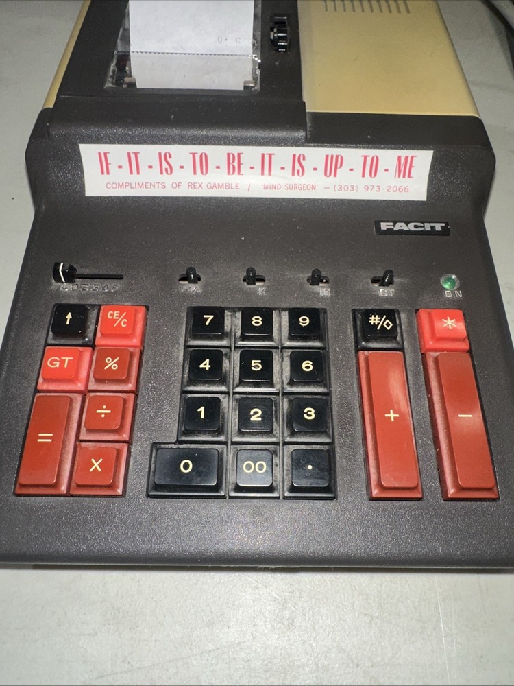 Facit 2202 Vintage Retro TECH 1980 Japan Desktop Printing Adding Machine Works!