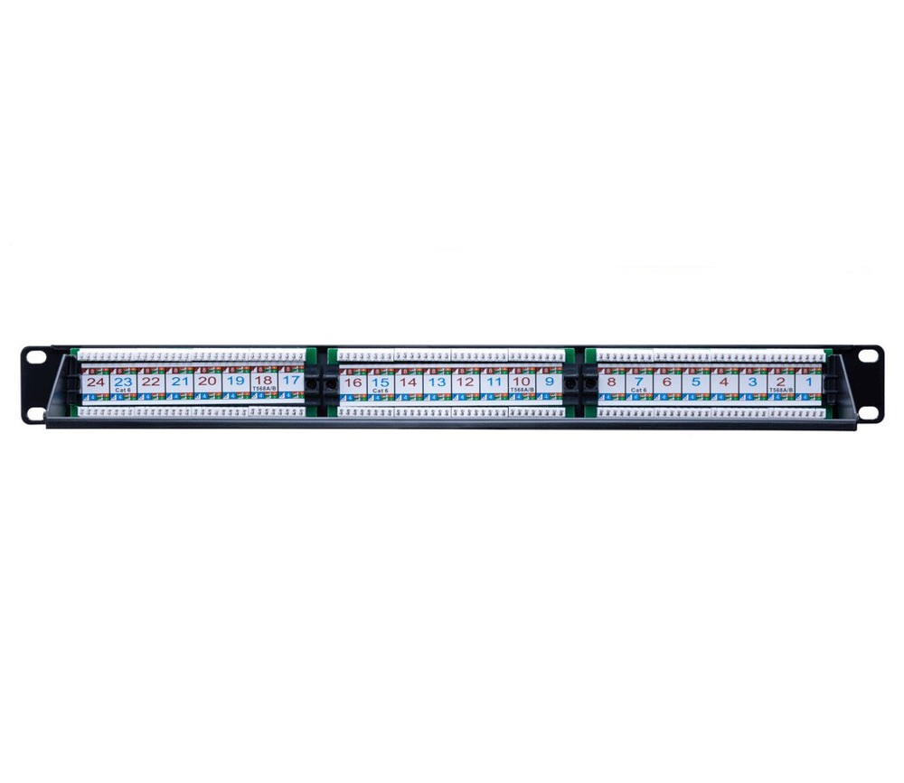 CAT5e UTP 24 Port Patch Panel 110 Type RJ45 LAN Ethernet Network Rack Wall Mount