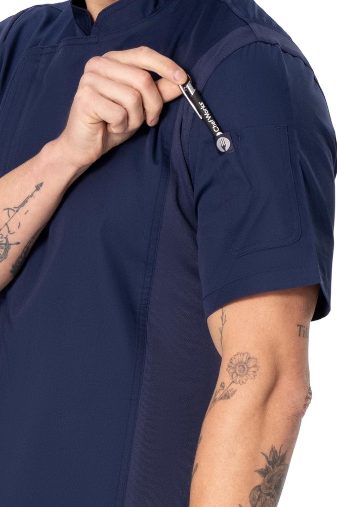 Chef Works Men's Springfield Chef Coat Medium Navy