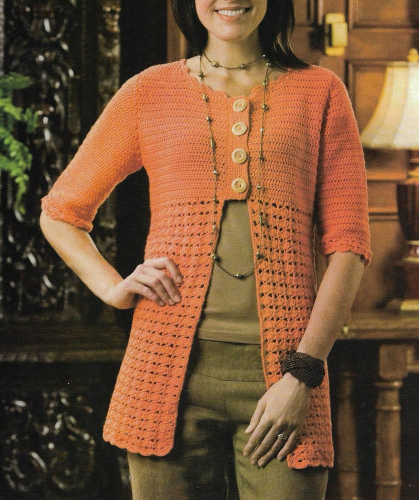 MANGO LACE DUSTER SWEATER 5 SIZES WOMEN'S CROCHET PATTERN INSTRUCTIONS