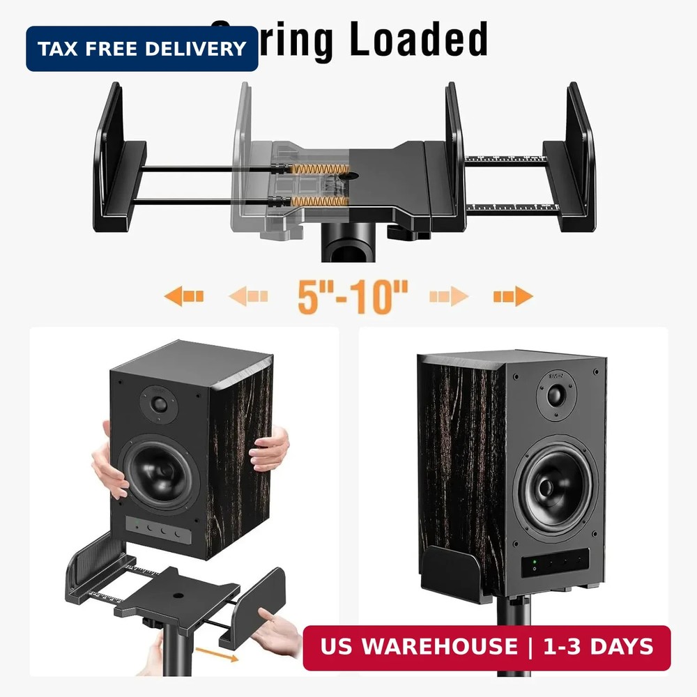 ELIVED Universal Speaker Stands Pair Height Adjustable Max 43.3", Surround Sound