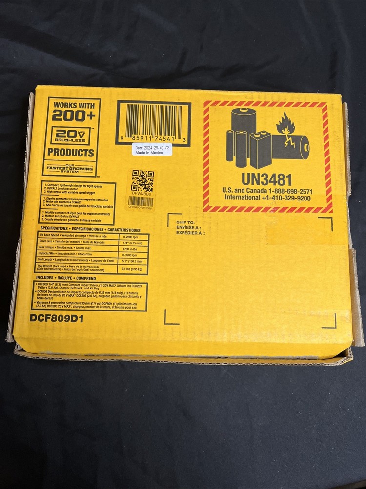 DEWALT DCF809D1 ATOMIC 20V MAX Brushless 1/4" Compact Impact Driver Kit