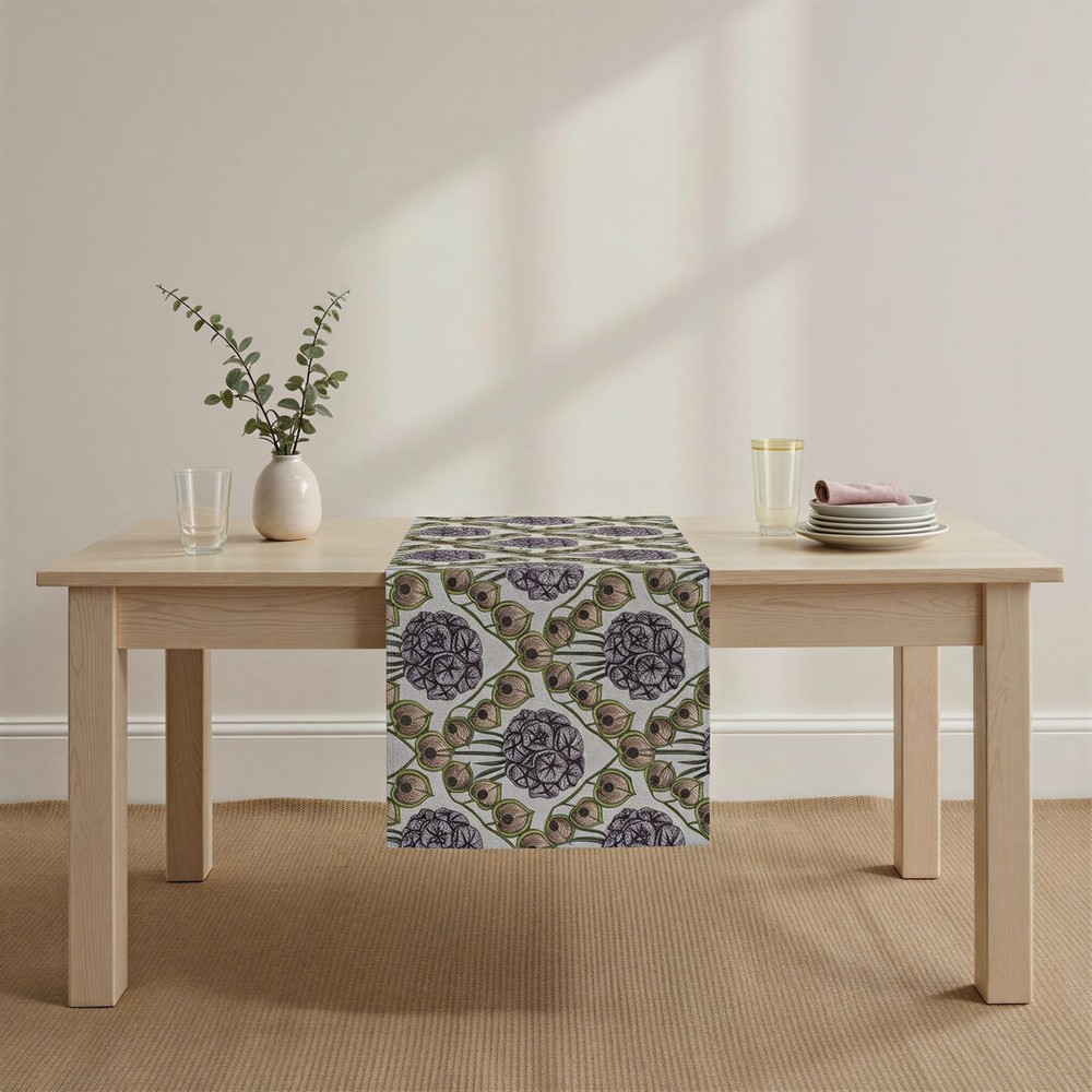 Creative Co-Op Cotton and Linen Printed Table Runner with Flower Pattern, Mul...
