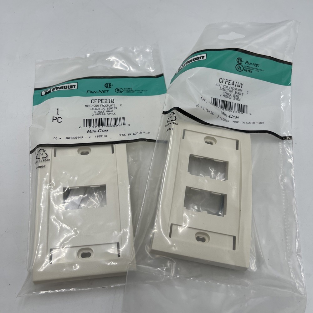 PANDUIT CFPE4IWY  & CFPE2IW Wall Plate Single Gang 2 & 4 Module White Faceplate
