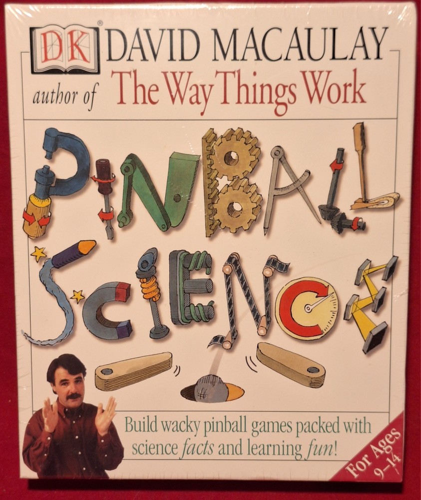 1998 David Macaulay Pinball Science, Big Box PC- Brand New Edutainment