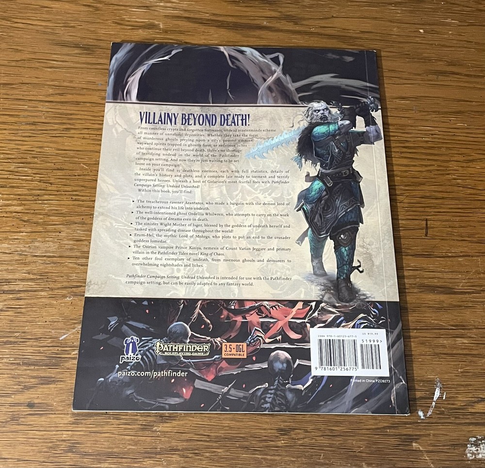 Pathfinder Campaign Setting: Undead Unleashed RPG D20 D&D 3.5