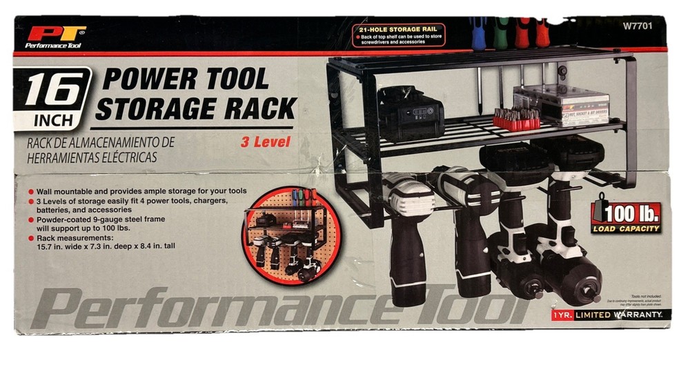 Performance Tool W7701 16" Power Tool Storage Rack