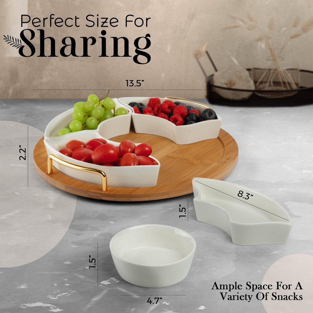 Chip and Dip Serving Set, 13.5" Serving Platters and Trays, Appetizer Serving...