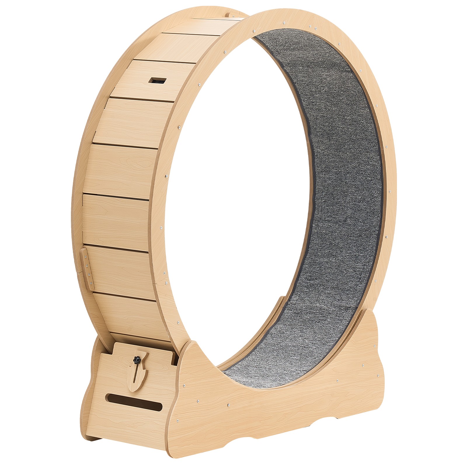 Uimoso 48-inch Wooden Cat Exercise Wheel with Carpeted Track for Indoor Use