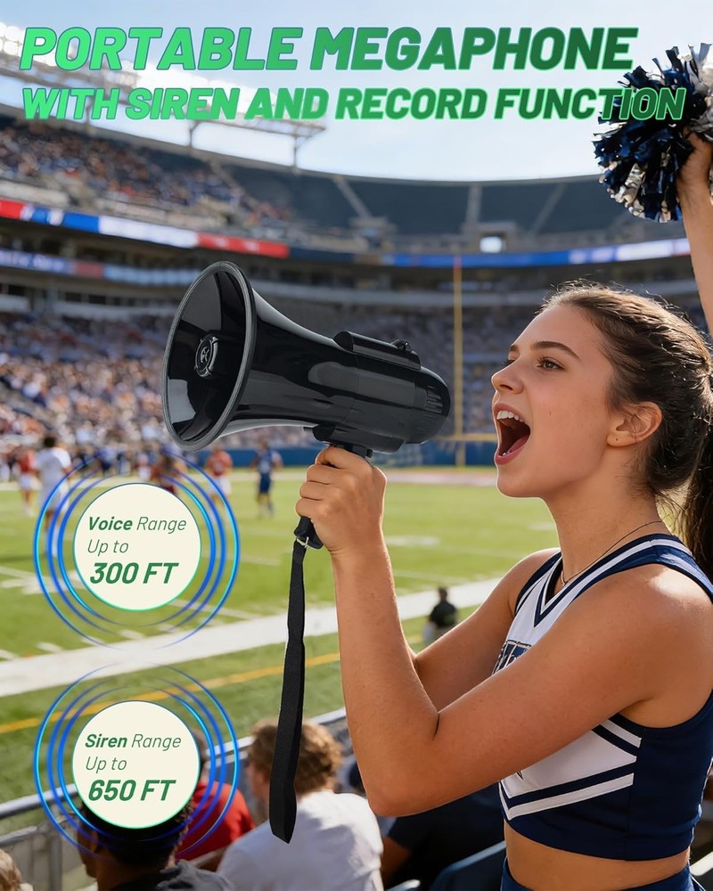 Lightweight 30W Portable Megaphone with Siren and Long-Range Alarm Functionality