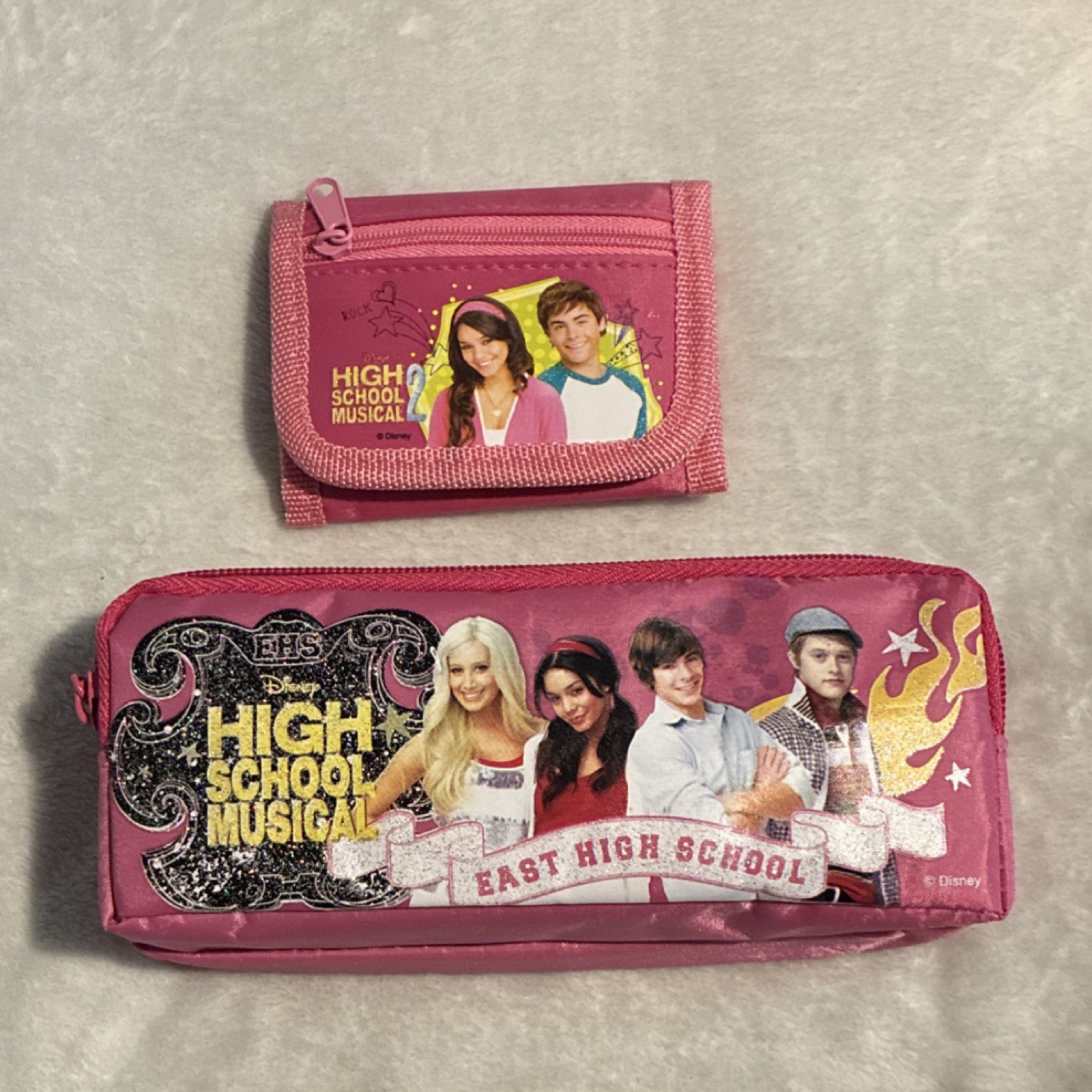 Disney High School Musical Pencil Case Pink Bag 2000s & Mini Coin Wallet NWOT