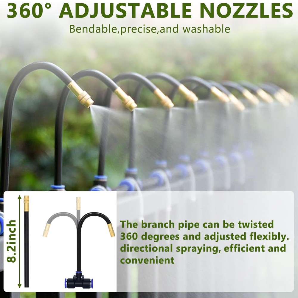 65.6FT/20M Drip Irrigation System, 360° Bendable Irrigation System for Garden...