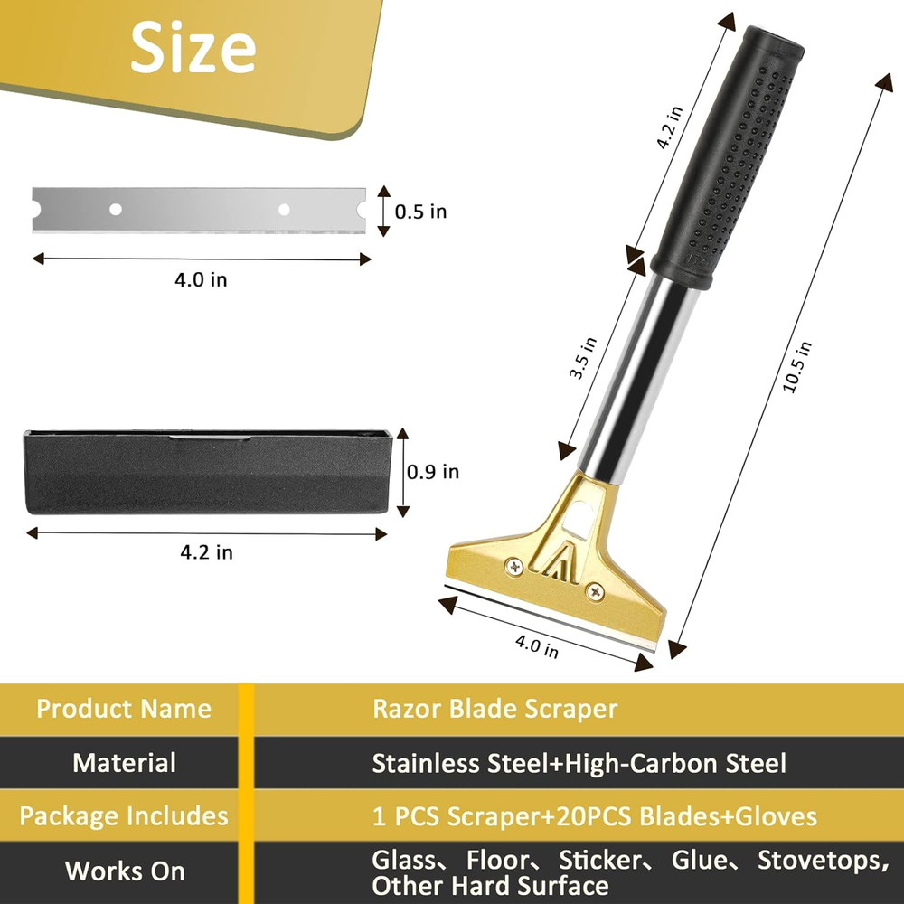 Razor Blade Scraper,Floor Scraper Tool with 20PCS Extra Blades,Paint Scraper Ide
