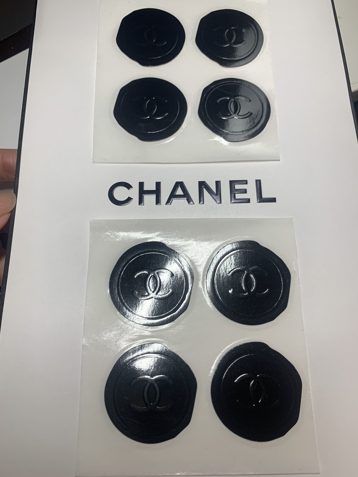 Lot of 8 Chanel Authentic Wax Stickers Seals Gift Wrap CC LOGO Boutique BLACK