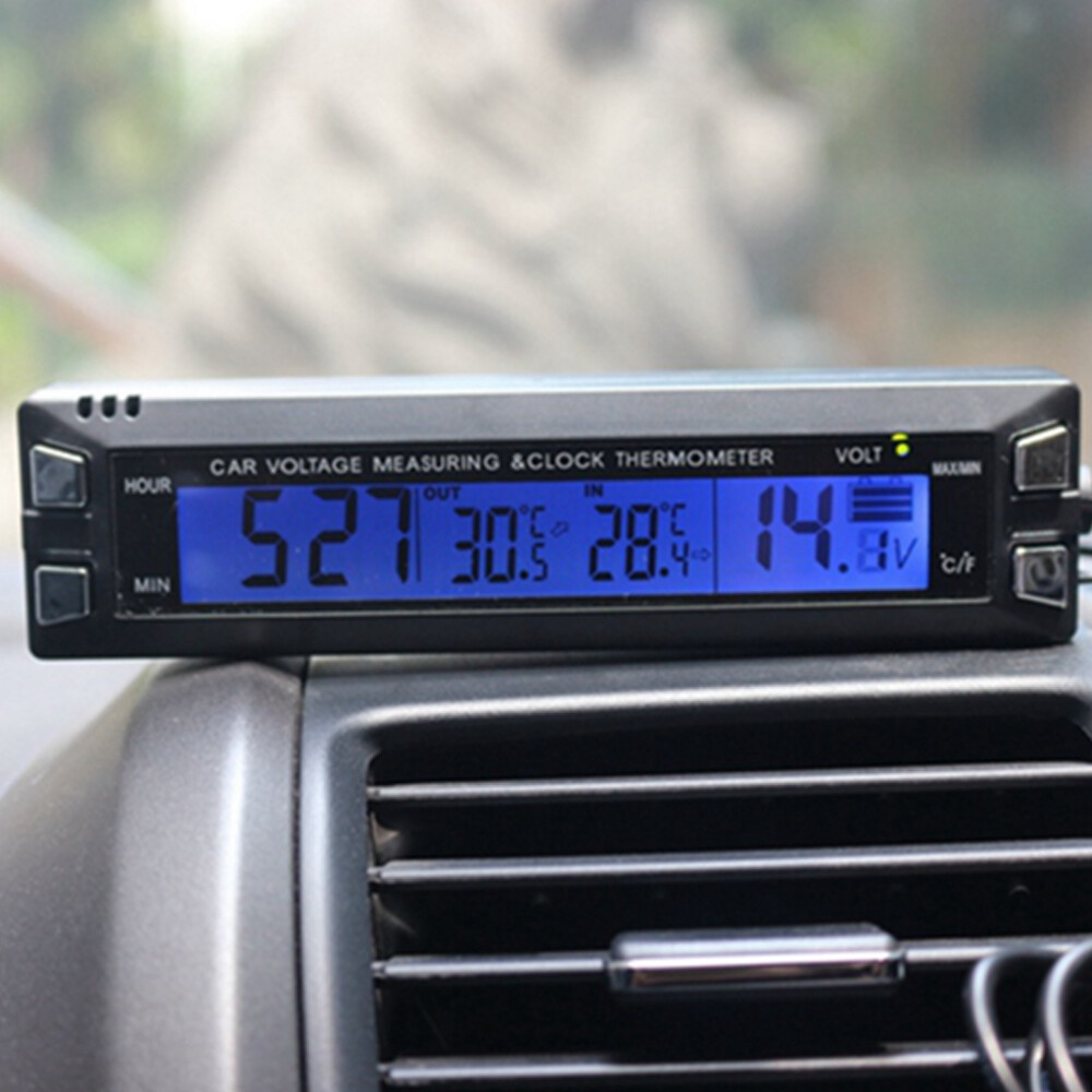 Multifunctional Car Luminous Clock Car Thermometer Voltmeter Temperature Alarm