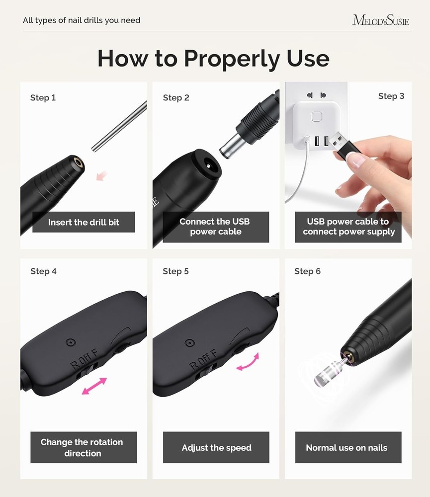 Professional Electric Nail Drill Set - Adjustable Speed, Lightweight & Portable