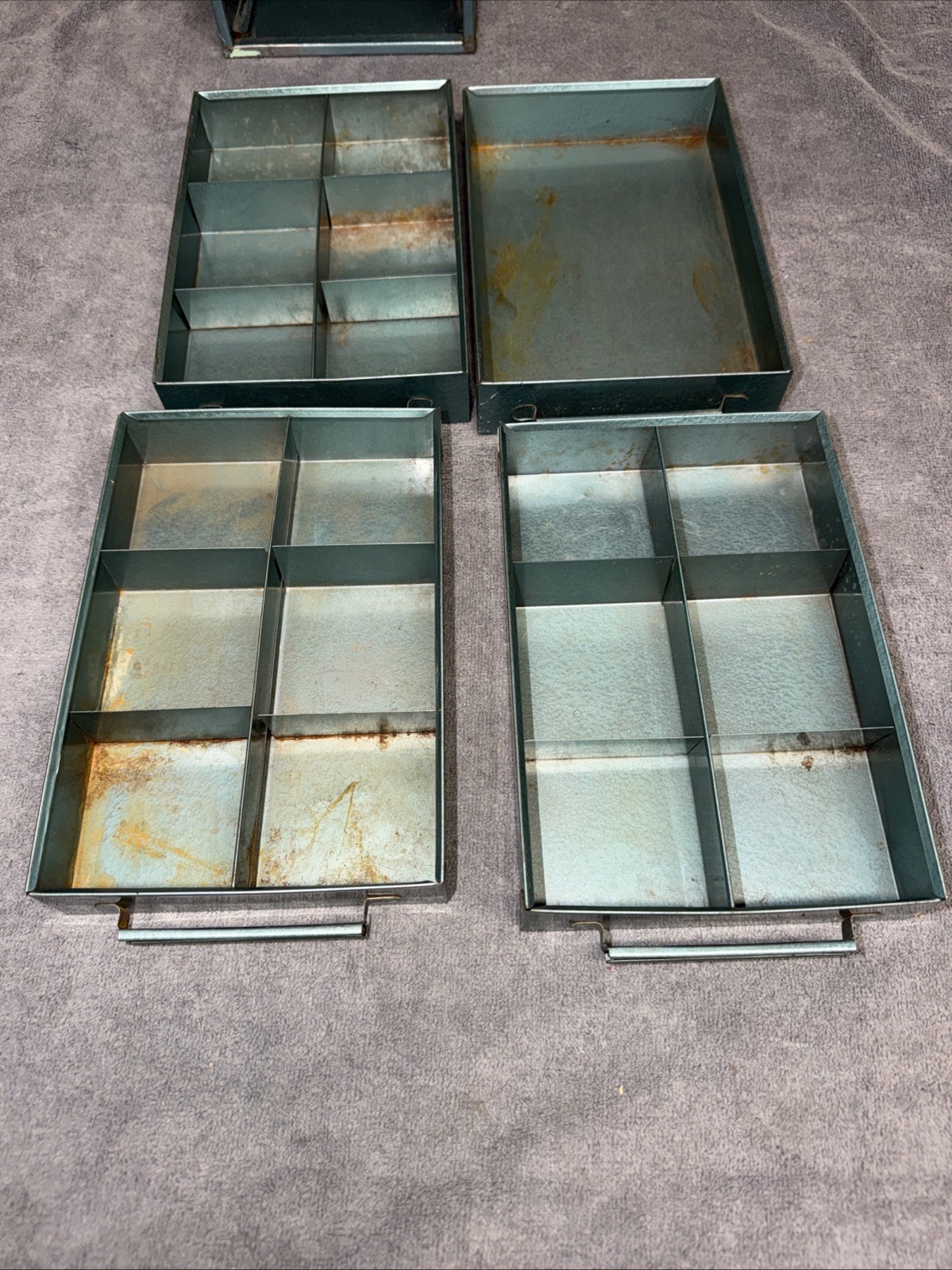 Vintage Metal Industrial 4-Drawer Small Parts Storage Cabinet