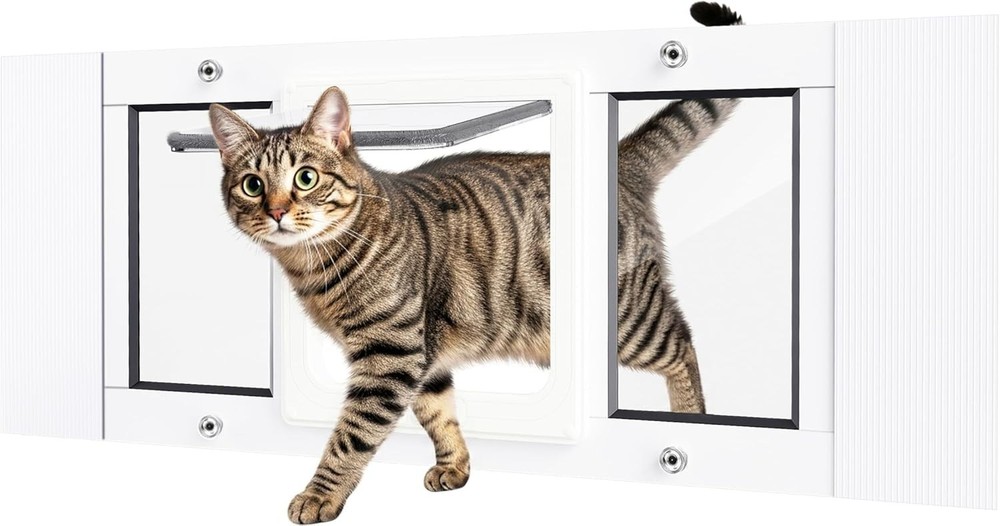 Aluminum Frame Cat Door Insert - Adjustable 23-28 Inch Weatherproof Solution