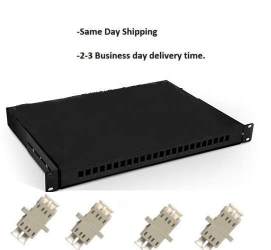 Fiber Optic Patch Panel,1U,Rackmount,24 Port Loaded LC Duplex MM-0543