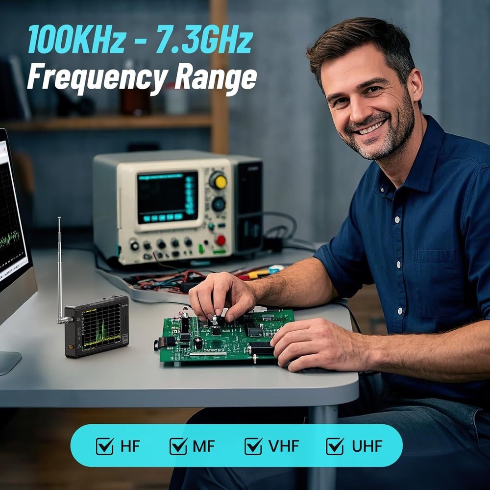 ZS407 Tiny Spectrum Analyzer 100kHz-7.3GHz Signal Generator/Frequency Analyzer