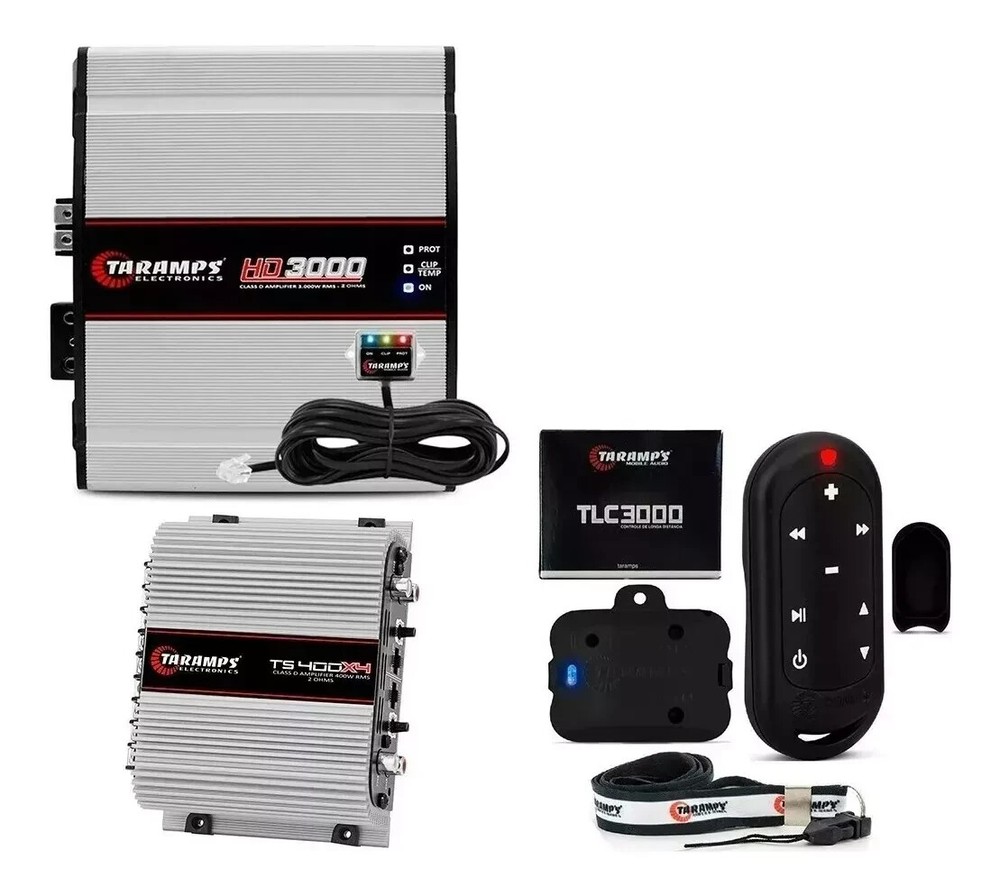 TARAMPS  HD 3000 -  2ohm + TS 400x4 -  2ohm + Control TLC 3000 - Eletronics Car.
