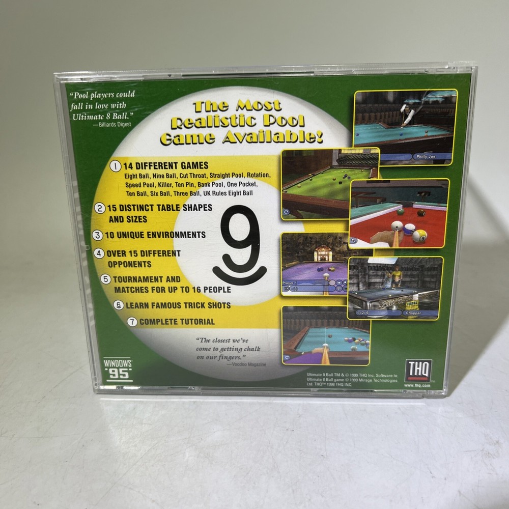 Ultimate 8 Ball PC CD-Rom (1999, THQ) Windows 95 #ML